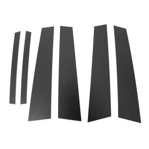 Mercedes C Class W205 Pillar Trims - Omac - S. Steel + Carbon Foiled Gloss - Silver - 2015-2021